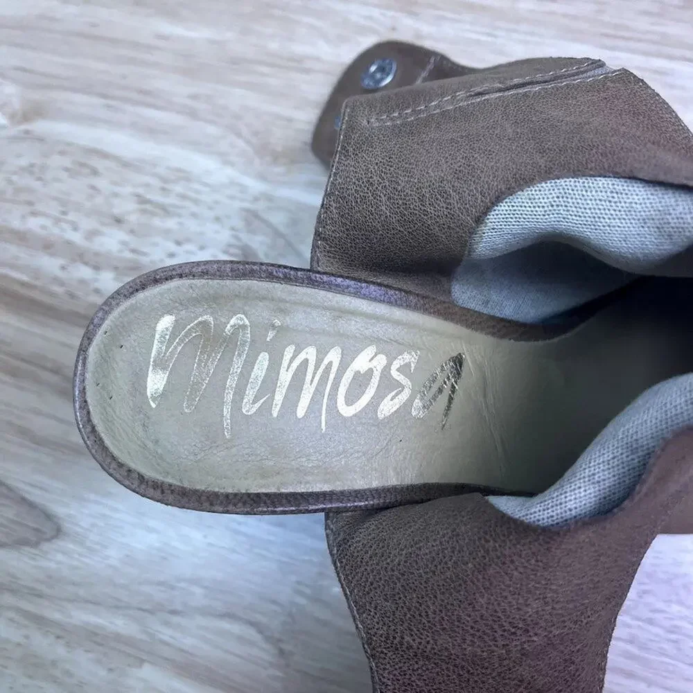 Mimosa Sandal Bootie Women's Size 8.5 Brown Leather Peep Toe 3.5